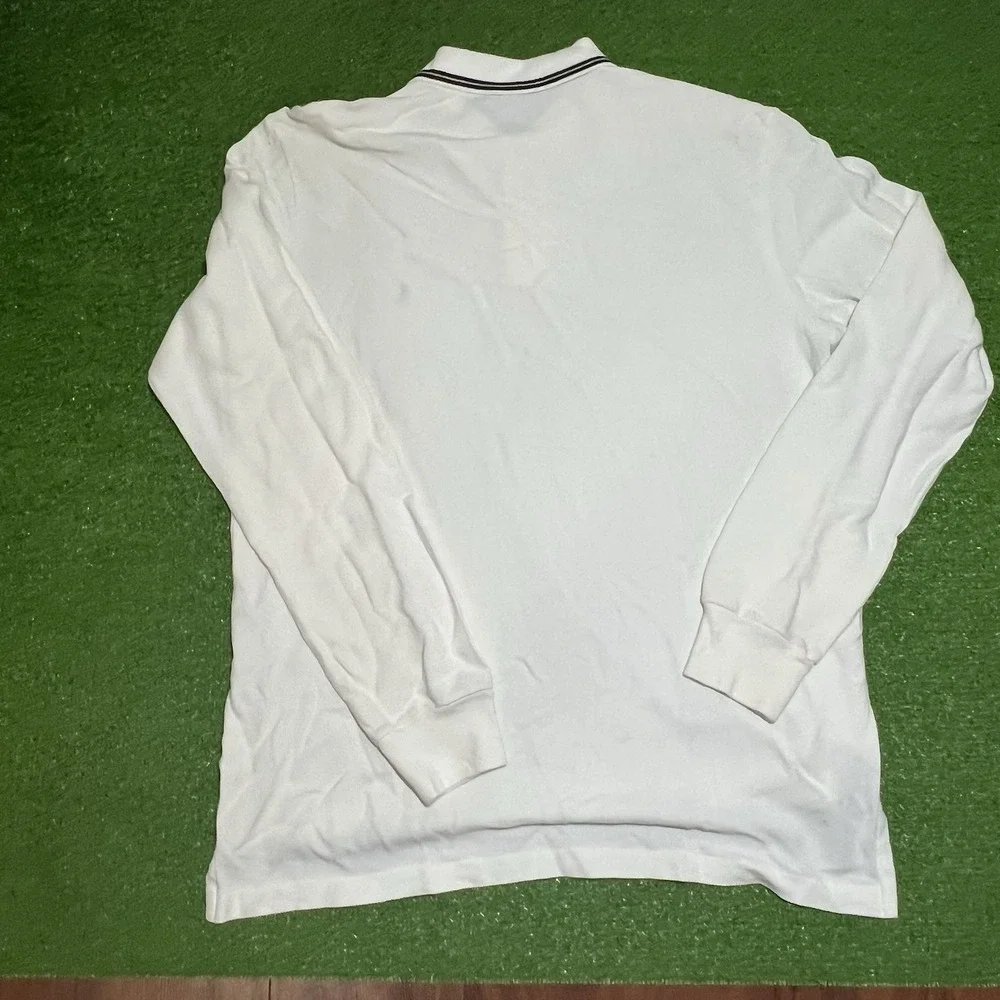 Vintage Polo Ralph Lauren Rugby Shirt L Heavy Cotton White Striped Collar Preppy